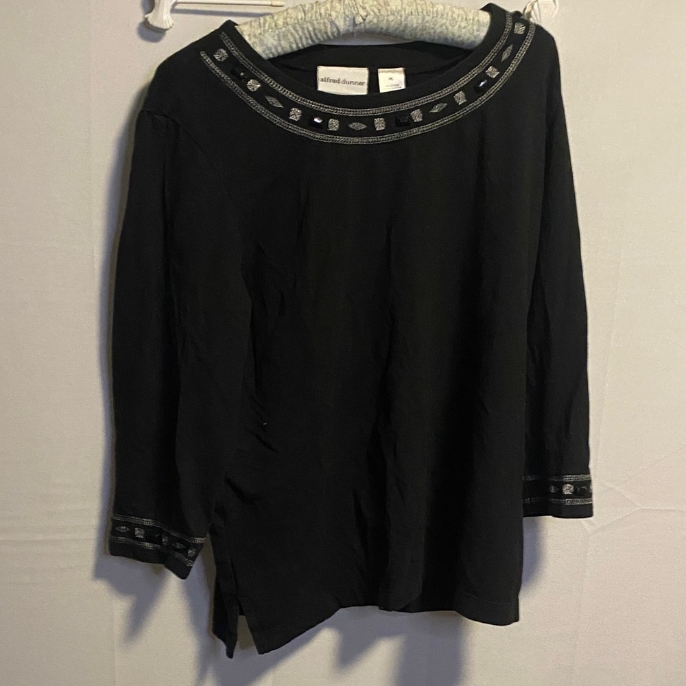 Alfred Dunner Black Embellished Blouse